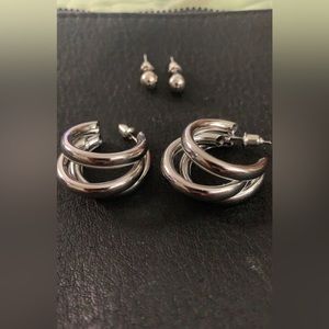 Sterling silver triple hoops with studs to match!
